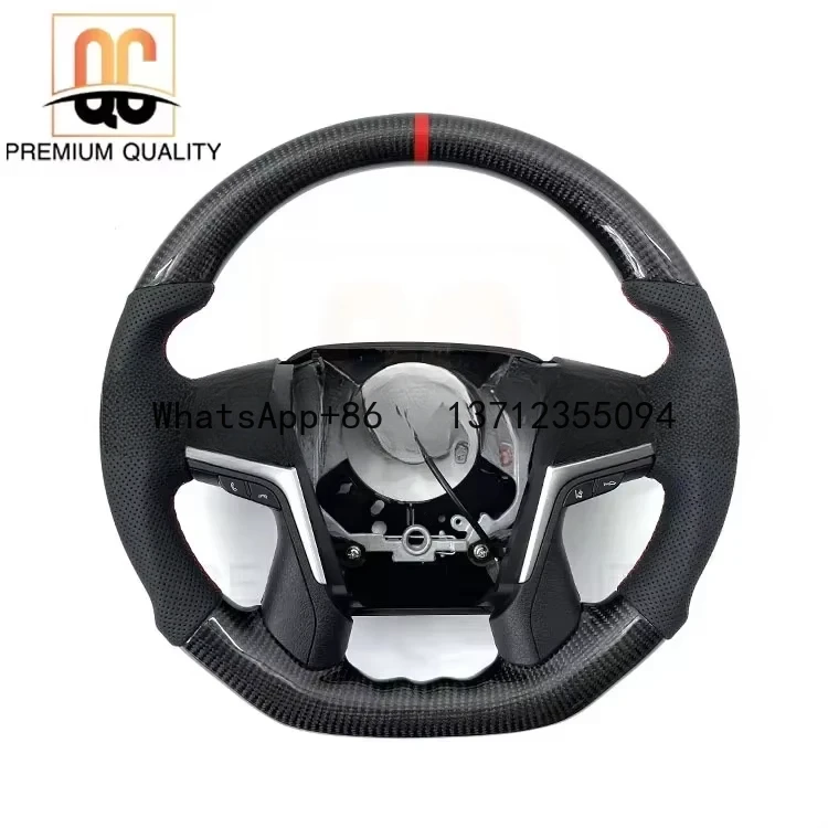 Less quantity in stock real carbon fiber flat bottom perforated leather steering wheel for Land Cruiser FJ200 LC200