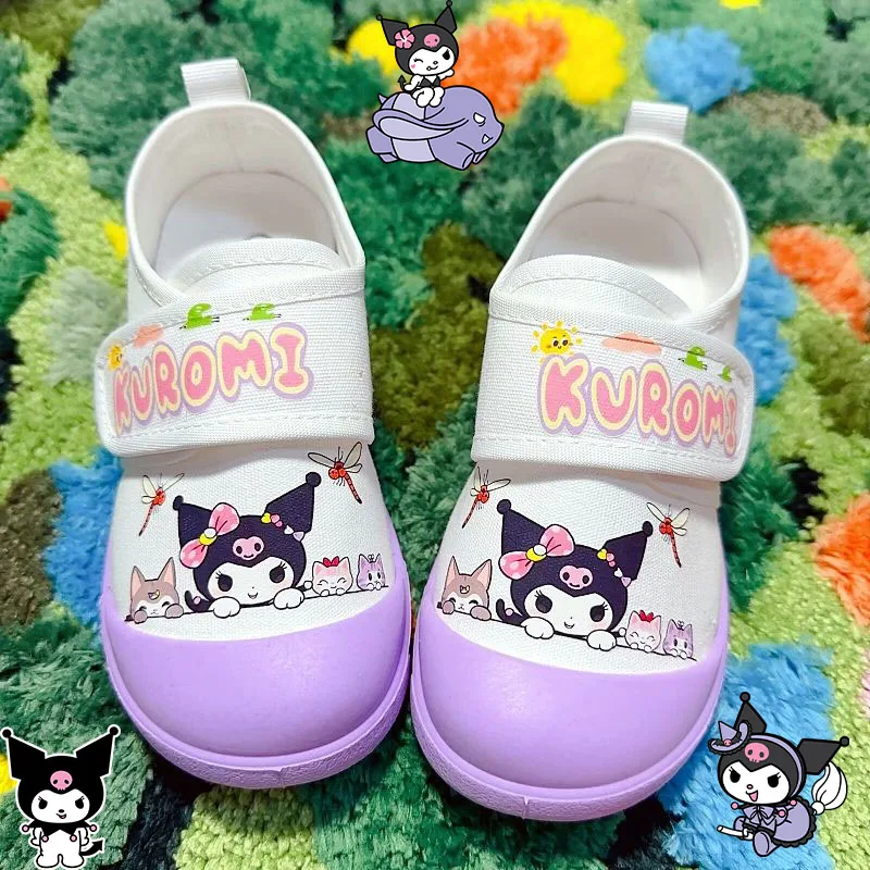 

Sanrios My Melody Kuromi Kids Canvas Shoes Cartoon Hello Kittys Girls Soft Sole Shoes Leisure Small White Shoes Student Sneakers