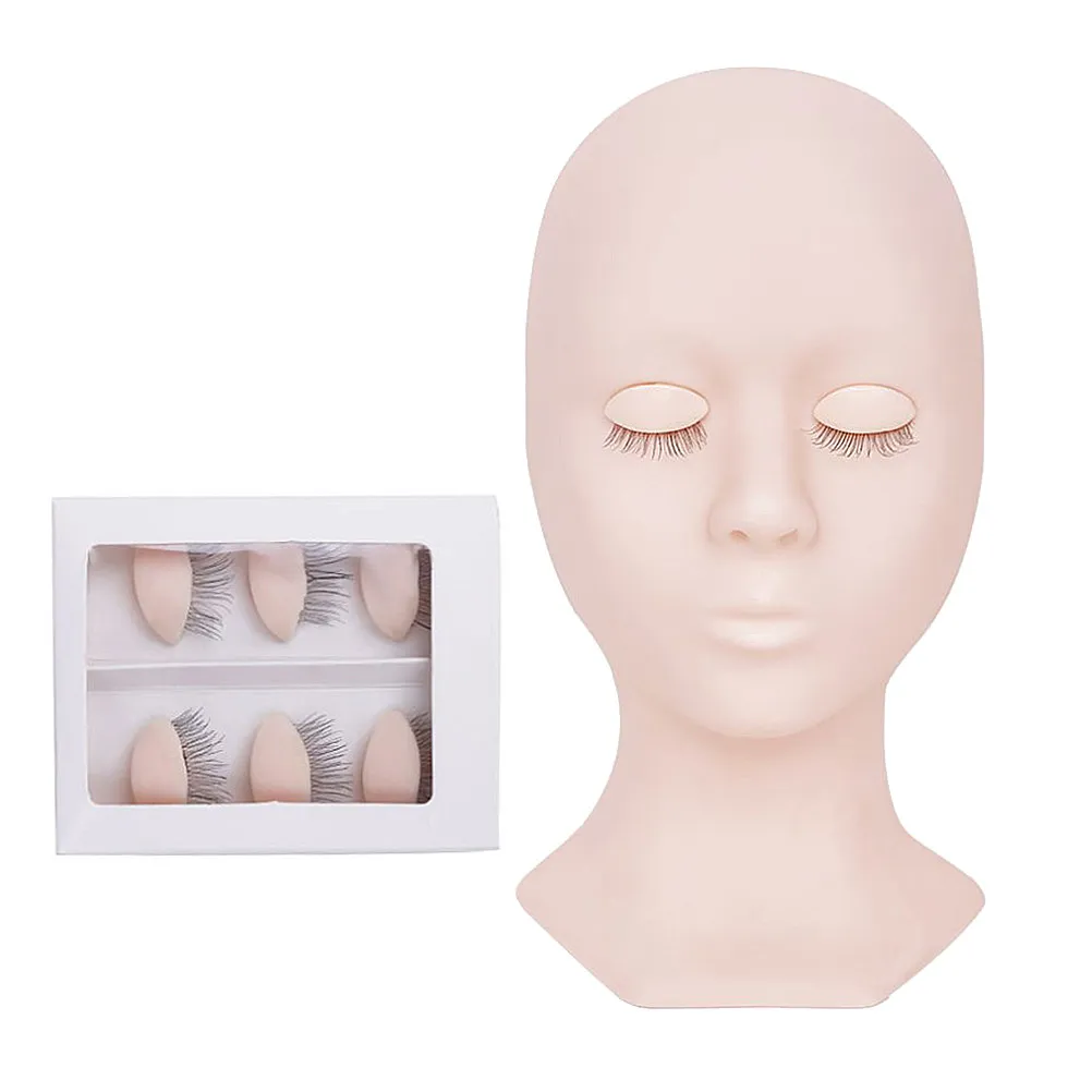 

1Set Eyelash Extension Practice Mannequin Head Mold Pink Detachable Training Head for Lash Extension Makeup Face Massage