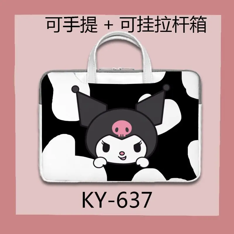 MINISO Kuromi Disney Stitch laptop bag women's high quality PU thickened waterproof storage dual-use portable briefcase gift