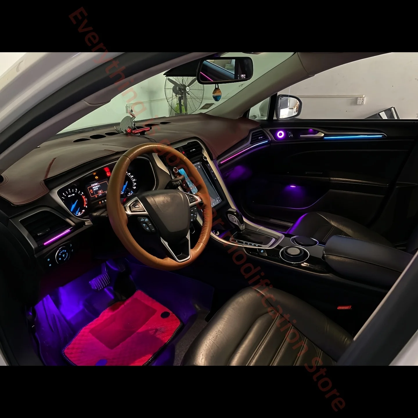 Ambient Light For Ford Fusion Mondeo 2013-2020 Automotive interior lighting upgrade Auto parts Glow horn ring carbon fiber grai