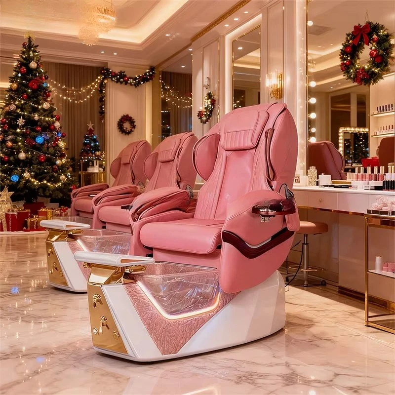 Professional ergonomic salon furniture pink pedicure chair with massage function