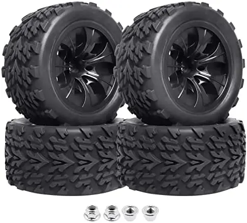 

HobbyPark 12mm Hex RC Truck Wheels & Tires for Traxxas, Redcat, Blackout – 1/10 Scale (Set of 4)