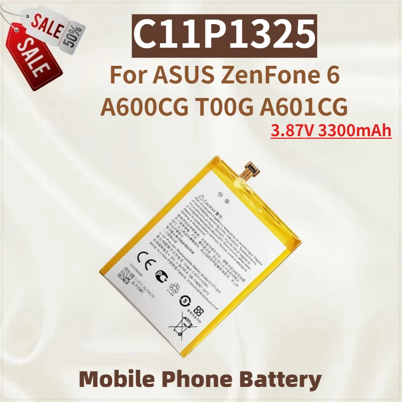 

Высококачественная батарея для мобильного телефона C11P1325, 3,87 В, 3300 мАч, для ASUS ZenFone 6 A600CG T00G A601CG, новая сменная батарея