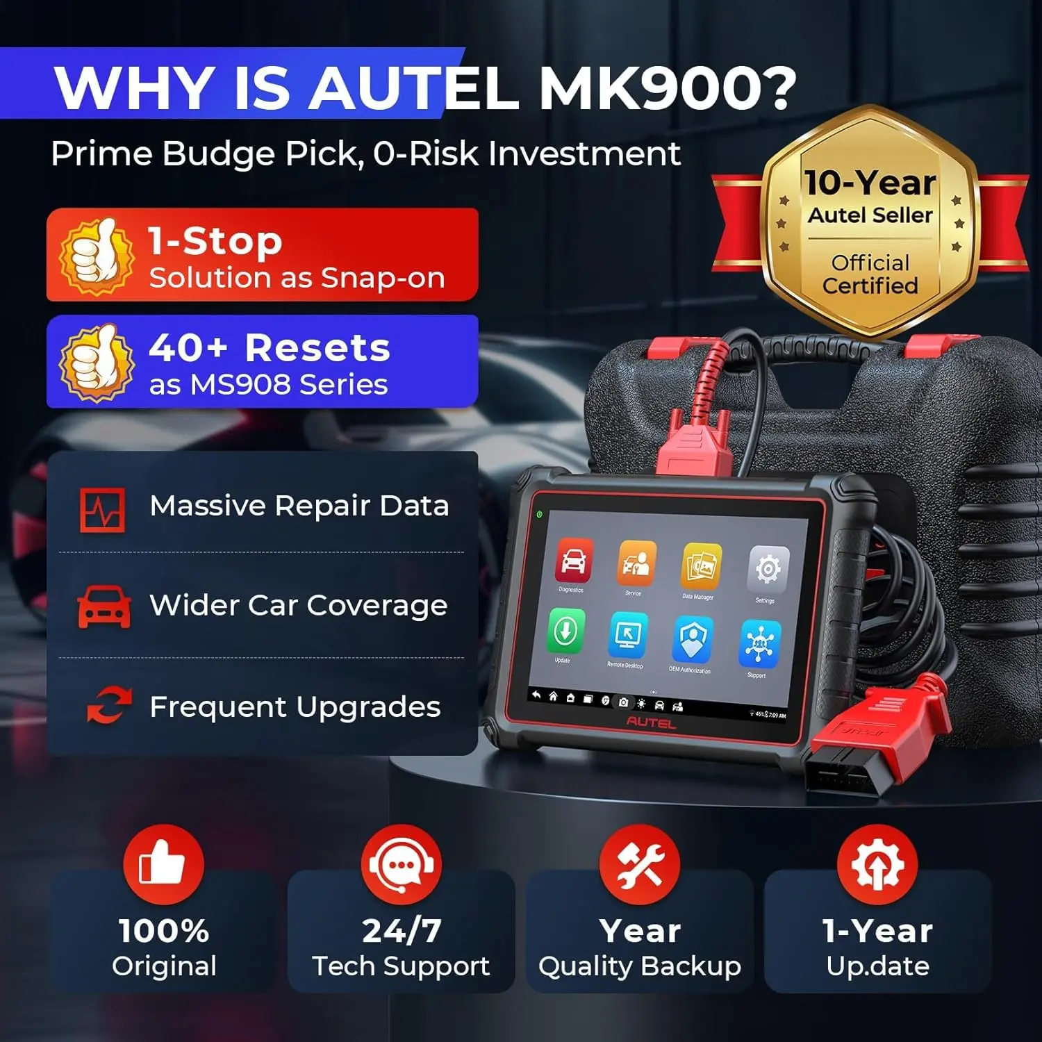 Autel MaxiCOM MK900 Diagnostic Scan Tool All System Active Test OBDII Scanner DoIP CAN FD FCA Autoauth SGW Update of MK808BT PRO view 3