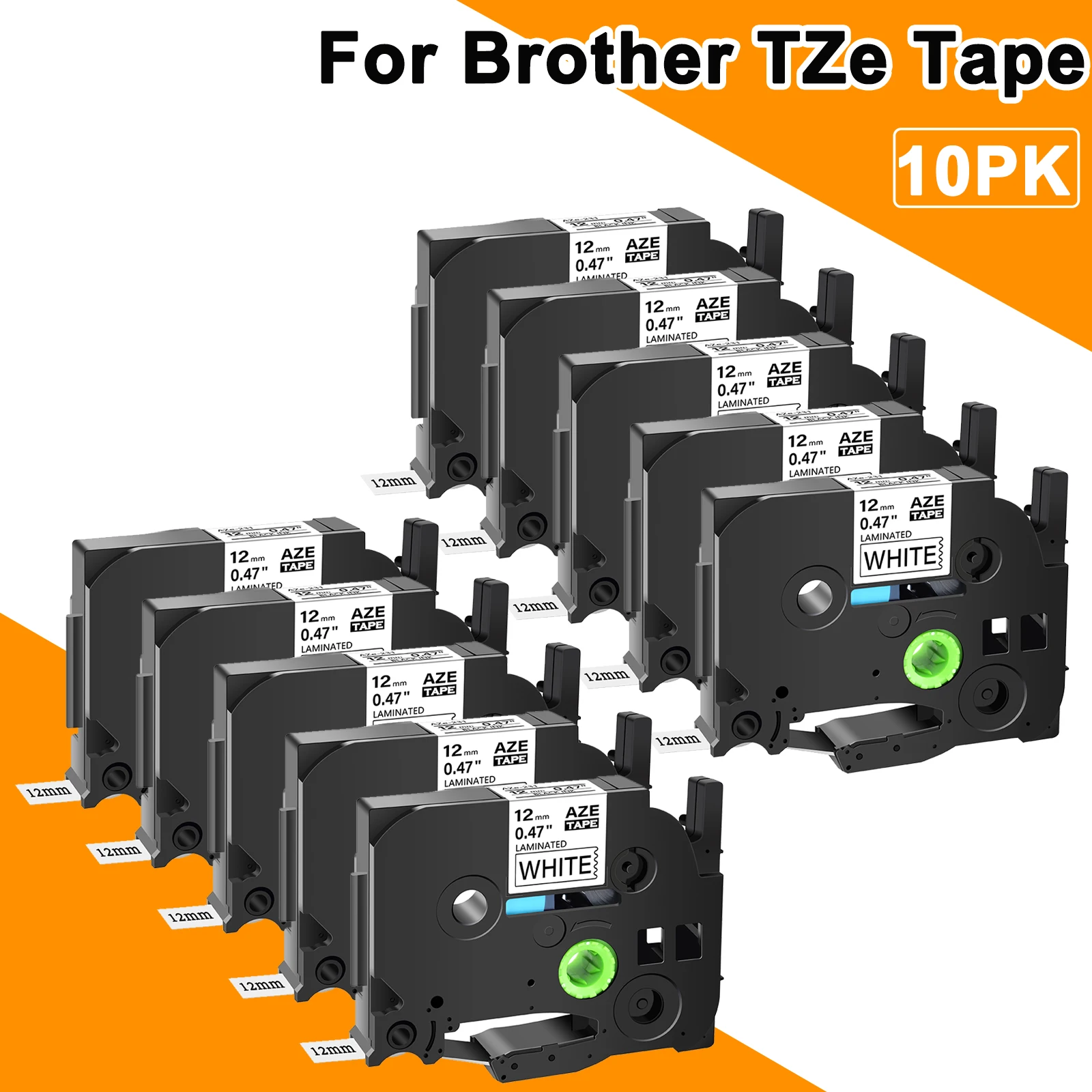 

5/10PK Label Tapes Compatible for Brother TZ TZe-231 12mm Black on White Standard Laminated Tape For P-Touch PTH110 PTD210 Maker