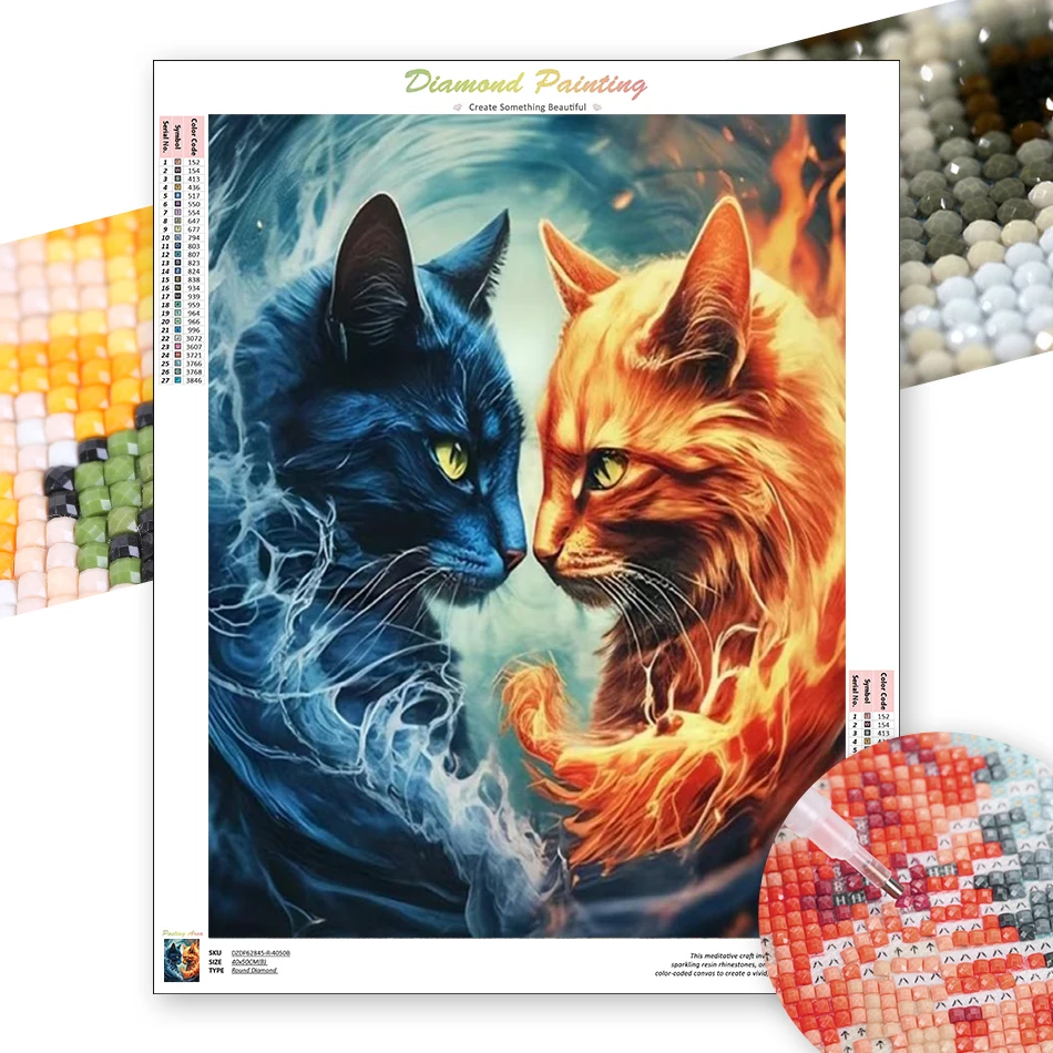 

RUOPOTY 5d Diamond Painting Kits For Adults Home Wall Decor Diy Making Kits Cat Full Round/Square Modern Diy Crafts Crafts Diy K