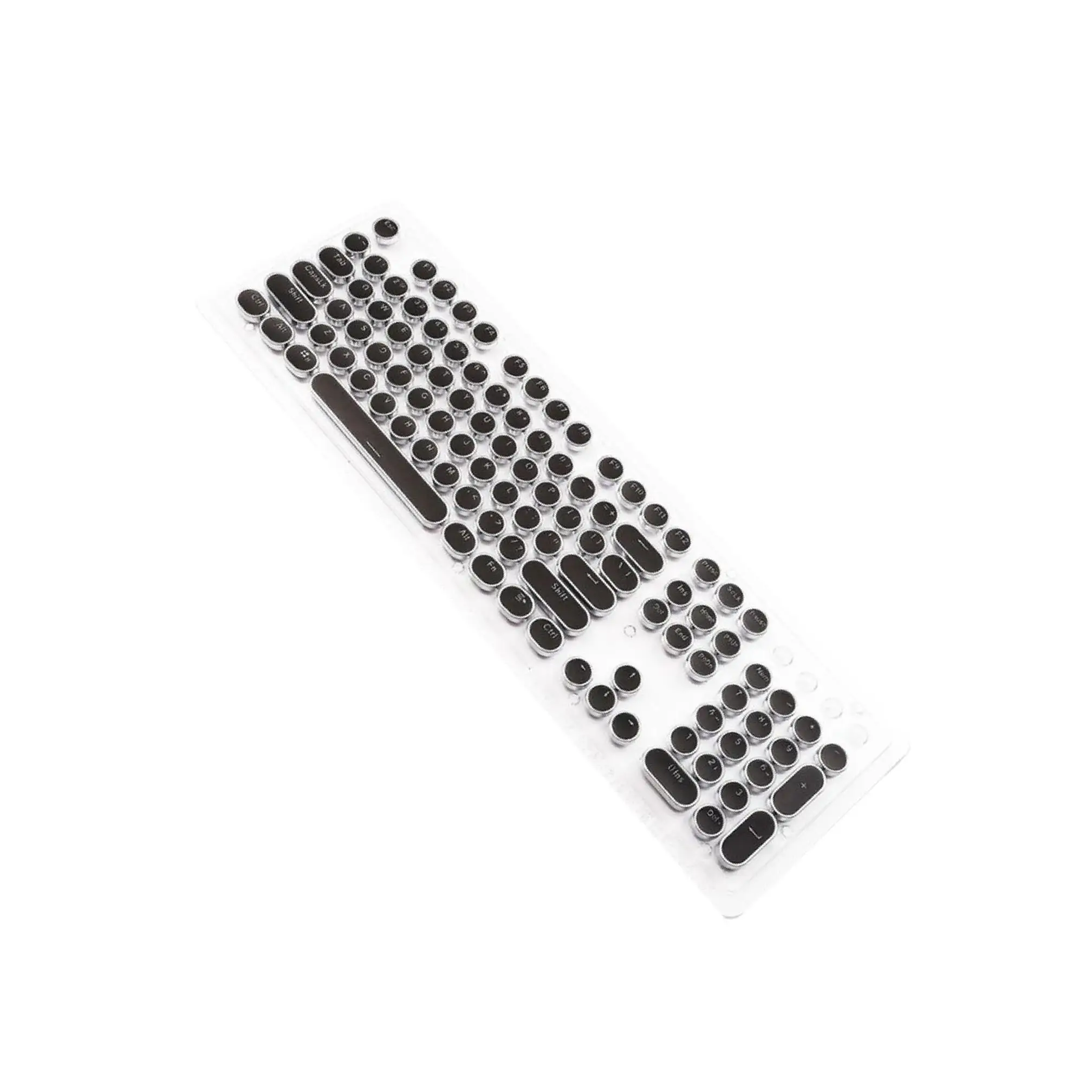 Round Keycaps Double Shot PBT Gaming Keyboard Retro  black