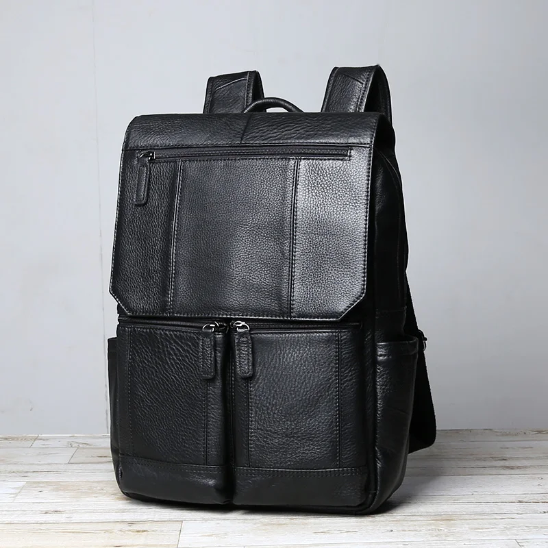 Cabeça de couro de couro masculino de grande capacidade mochila casual para computador bolsa de viagem na moda vintage novo