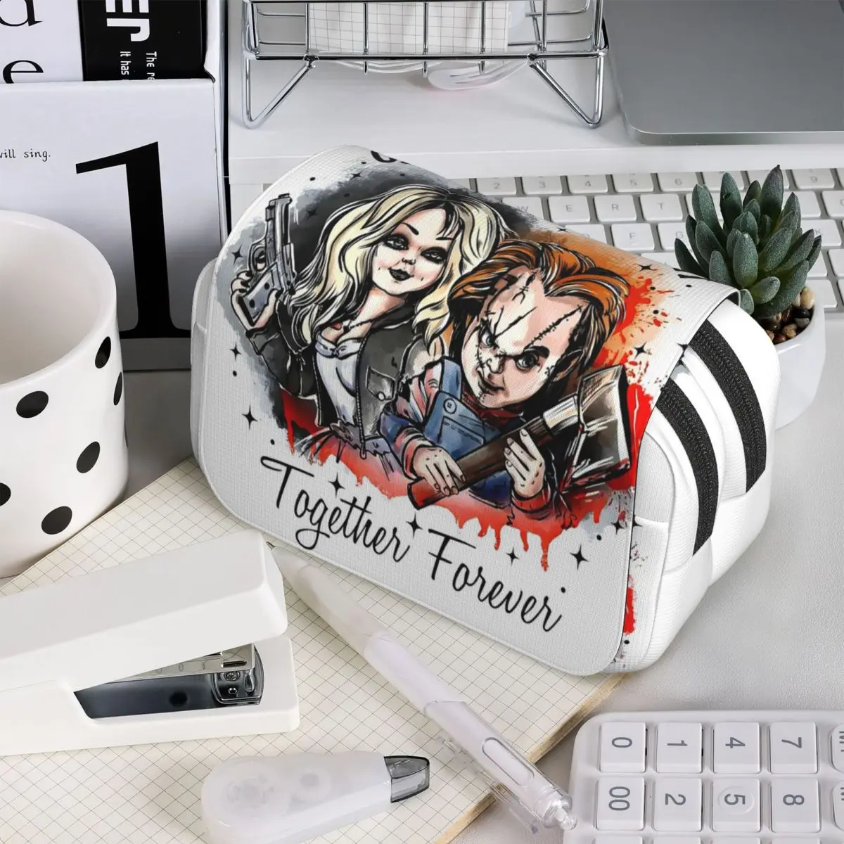 

Пенал для карандашей «Невеста Чаки» из фильма ужасов, подарок для мальчиков и девочек, коробка для ручек, сумка для канцелярских принадлежностей, держатель для ручек