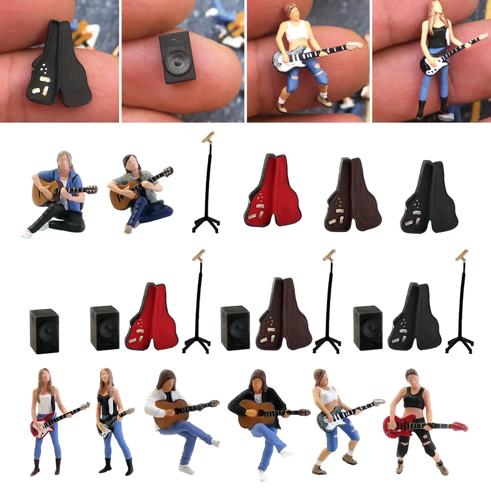 1:64 Scale Hand Painted Miniature Model Women/Men Singer Rock Singer Band Chorus Figures Street Park Layout Diorama