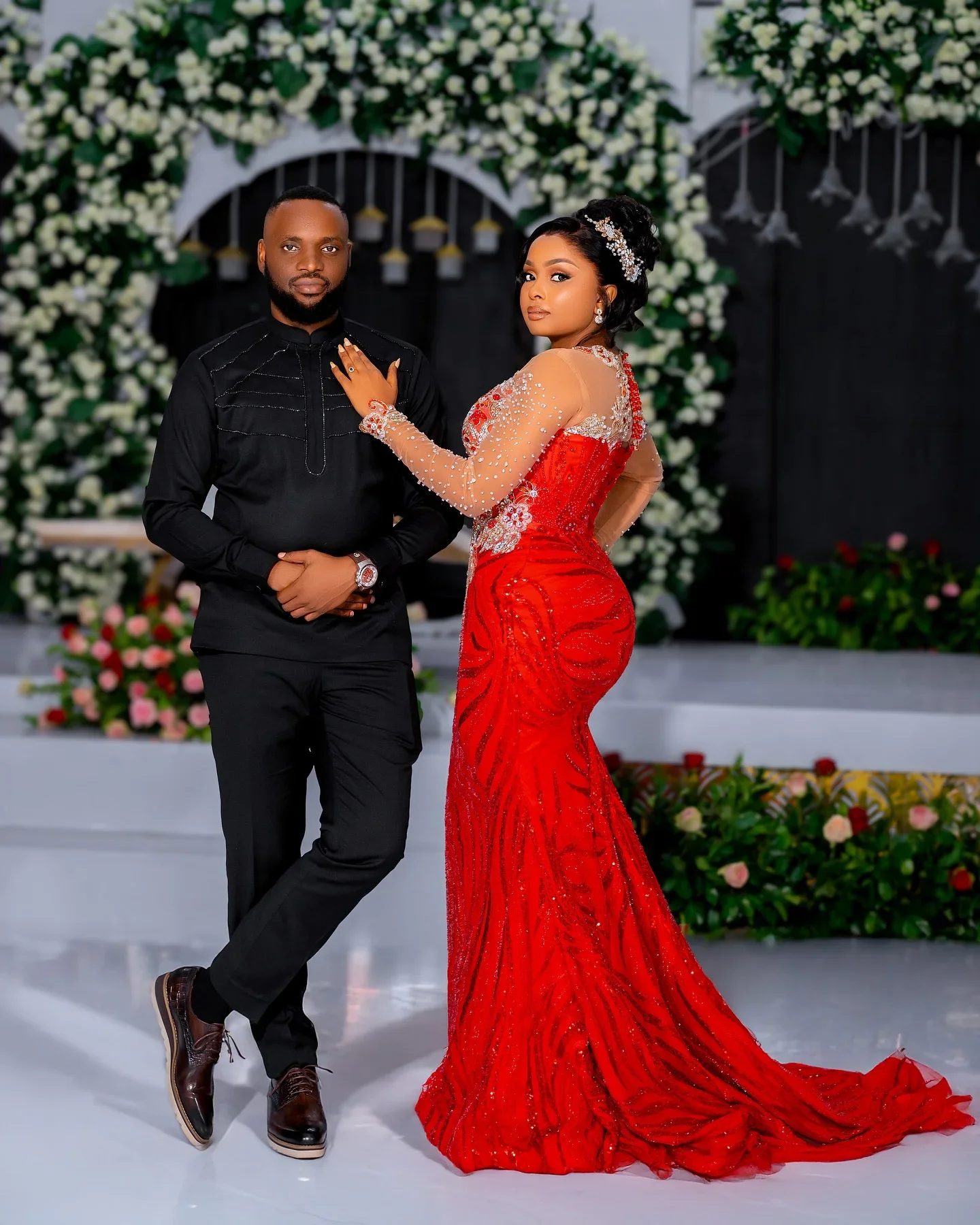 Aso Ebi African Luxury Mermaid Lace Crystal Beaded Wedding Dress Sexy Plus Black Women's Birthday Party Ball Dress Customized image 3