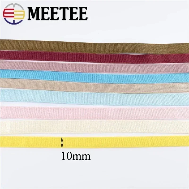 5/10/20Meters Meetee 10mm Soft Elastic Band for Swimsuit Belts Shoulder Strap Underwear Bra Notebook Tape DIY Sewing Accessories