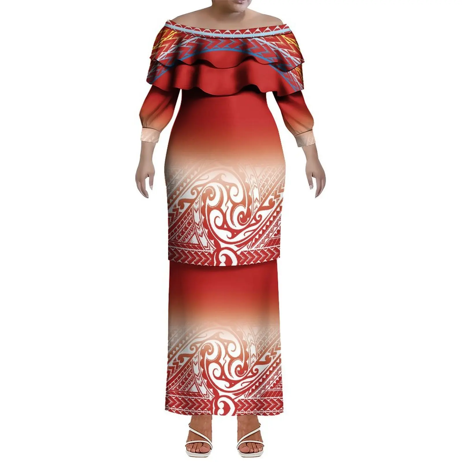 The Polynesian Tribal Women'S Clothing Puleta Custom-Patterned Figure-Hugging Dress Comes From Samoa And The Fiji Islands