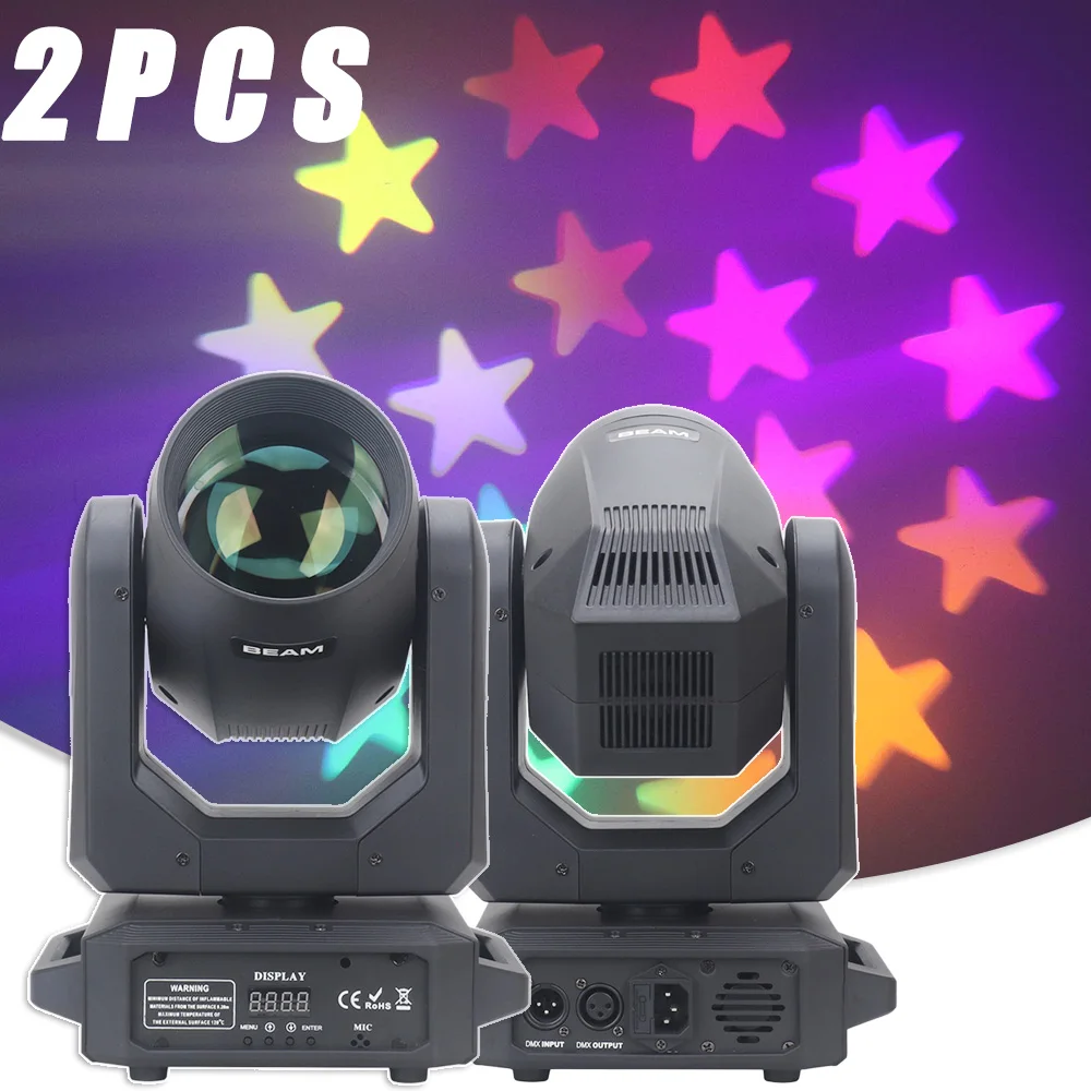 2PCS 200W Power Bright Beam Spot Moving Head Stage Lighting 18 Prisms Rainbow Effect Dj Wedding Party Disco Gobo Christmas Lamp