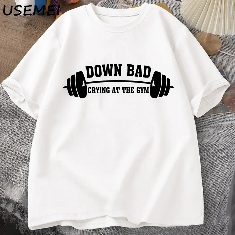 Down Bad Down Bad Crying At The Gym Tshirt Men Women Tortured Poets T-shirt TTPD New Album Era Cotton Round Neck T Shirt Clothes