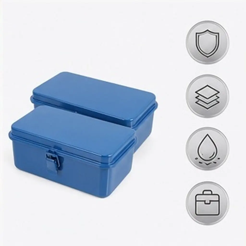 2Pcs Thickened Iron Toolbox Carpenter Tool Box Multi Layer Separation Portable Travel Repair Tool Storage Case Waterproof Robust