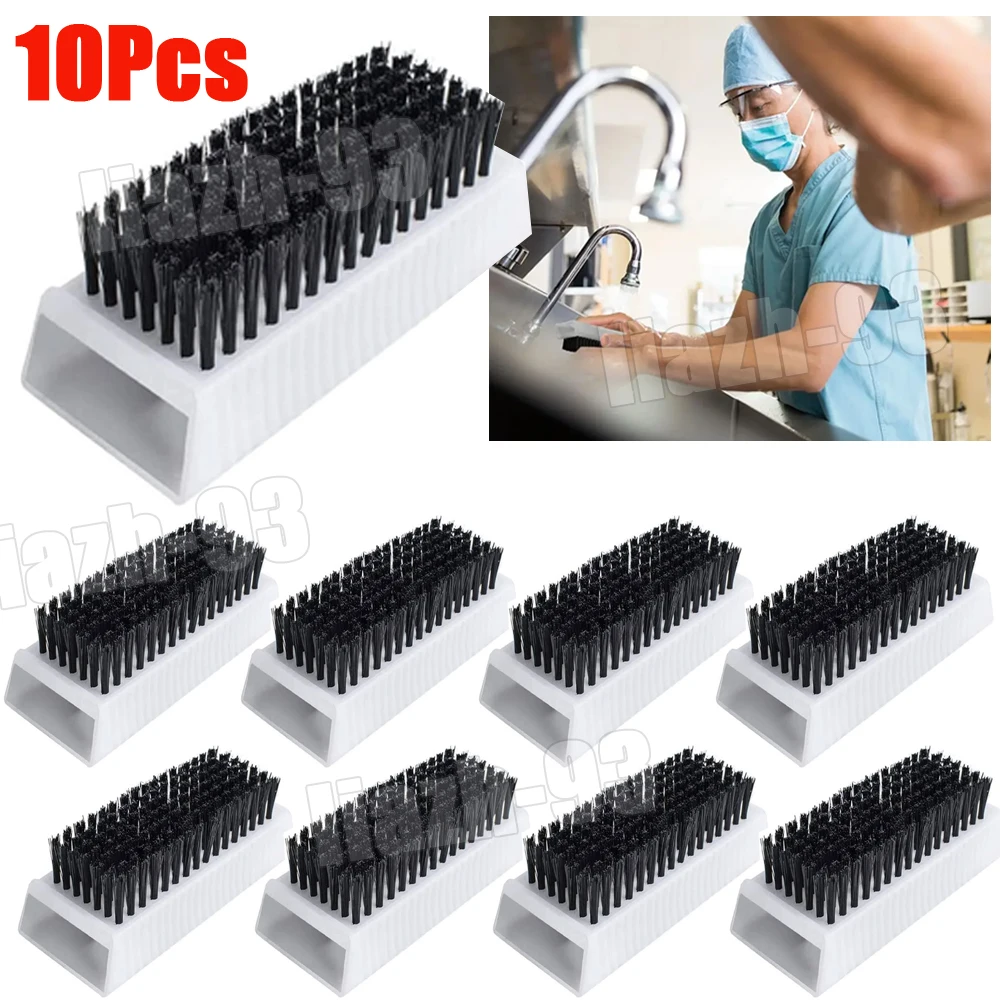10x Scrub Brush Medical Hand Non-Disposable Surgical Scrub Brushes Black Double-Sided Nail Brushes Stiff Fingernail Brushes Tool