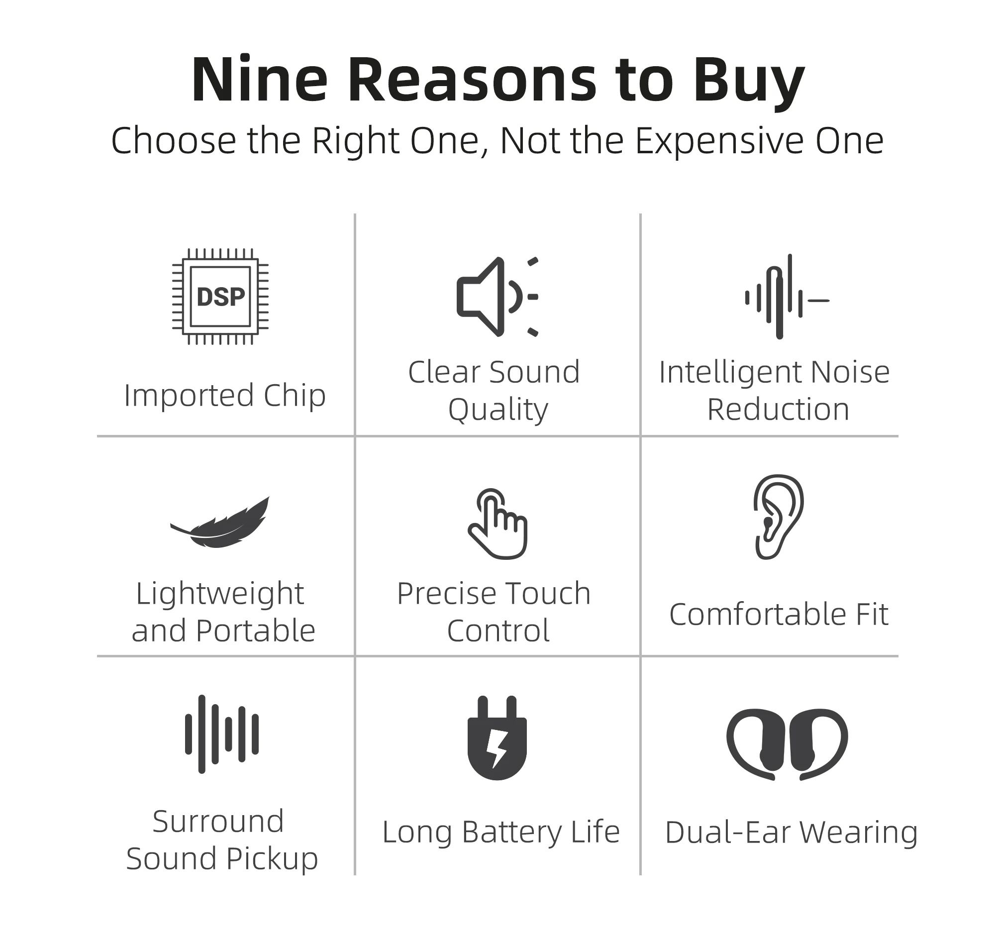 TingDJ مضخم السمع واضح الصوت وظيفة مكافحة فقدان ارتداء بدلة مريحة لخسارة السمع خفيفة إلى معتدلة EN-A21