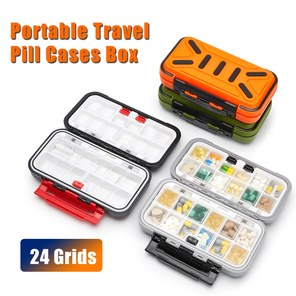 

Weekly Portable Travel Pill Cases Box 7 Days Organizer 24 Grids Pills Container Storage Tablets Drug Vitamins Medicine Fish Oils