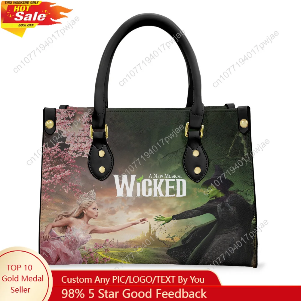 Wicked the Musical Tote Bag Purse Womens Mens Personalized Text Image PU Leather Handbag Business Shopping Gift Bags