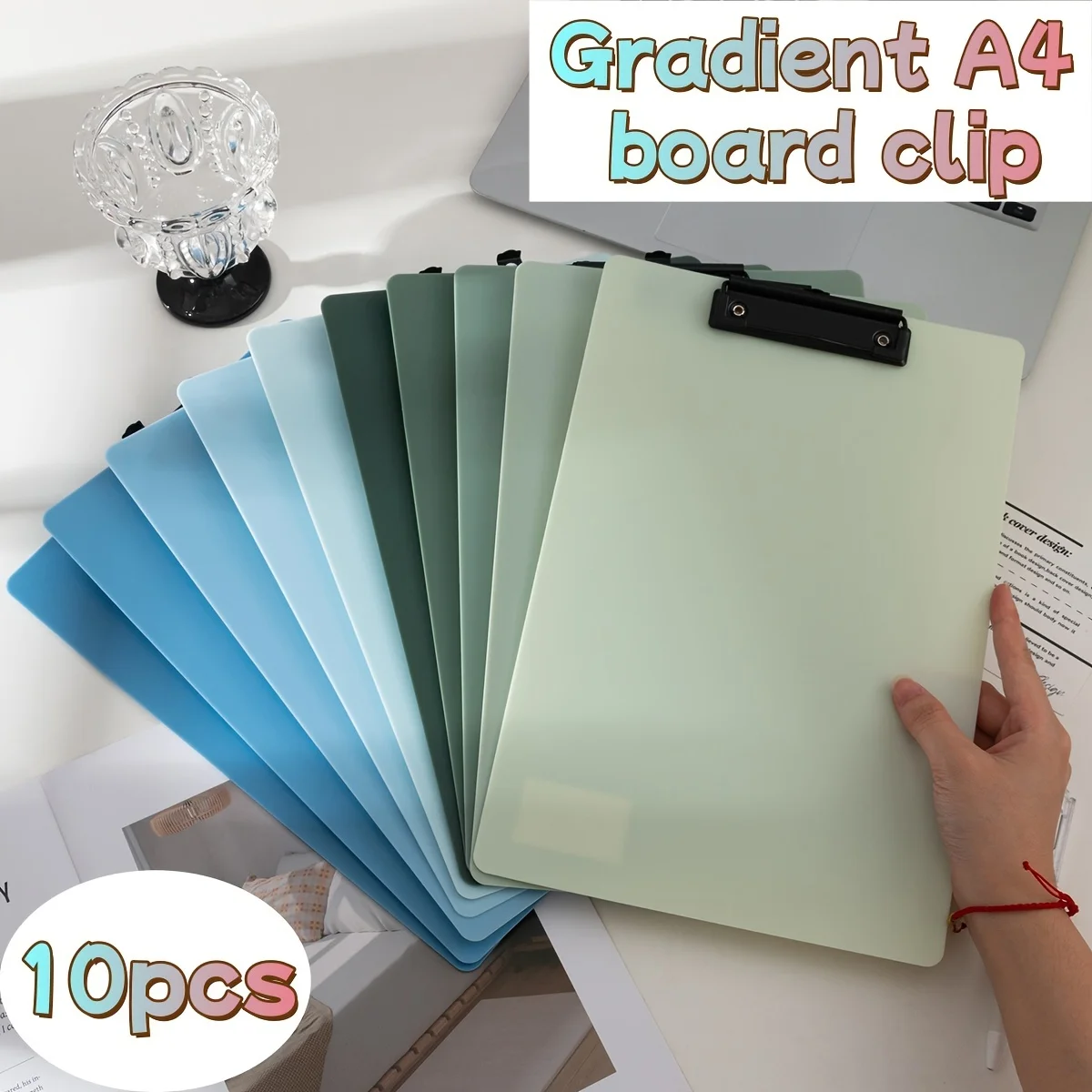 

5pcs Vibrant Gradient A4 Clipboards - Durable Writing Boards with Secure Metal Ring Binder Clip - Perfect for Teacher