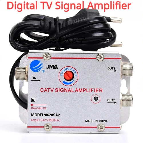 Imagen 2 del producto 8620SA2 DTMB ganancia 20dB onda terrestre amplificador de señal de TV Digital amplificador de señal de TV una entrada dos salidas enchufe de la UE 220V