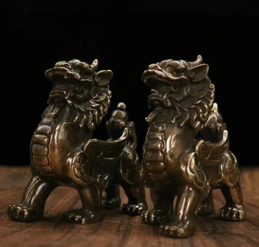 talisman Fengshui Dog Lion beast kylin Pair pixiu a mythical wild animal unicorn statue