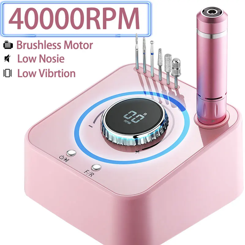 40000RPM Nail Drill Manicure Machine with LHD Display Nail Drill Electric Apparatus for Gel Remove Pedicure Nail Art Equipments