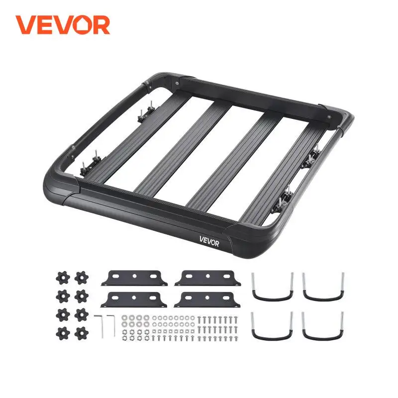 VEVOR Roof Rack Cargo Carrier 48x40x5.6“ Universal Rooftop Cargo Basket Car Top Luggage Holder Anti-Rust Alloy Steel for SUV Car
