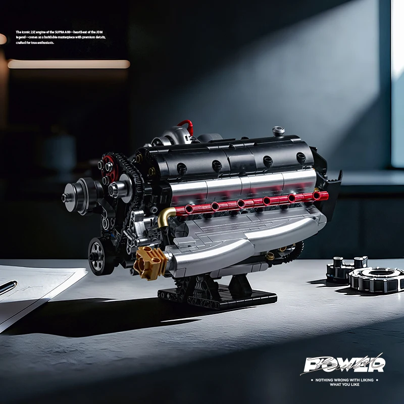 

1022 Pieces JDM 2JZ Engine Building Blocks - DIY Assembly Model Kit, High Simulation Car Engine Blocks for Boys, Desktop Decorat