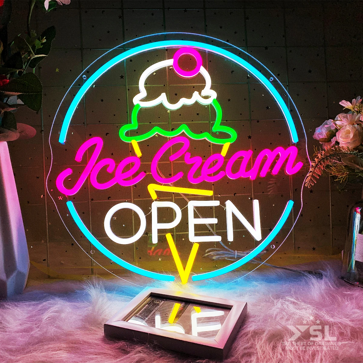 

Ice cream open neon signs apply to stores ice cream truck dessert shop etc create atmosphere to make your store more attractive