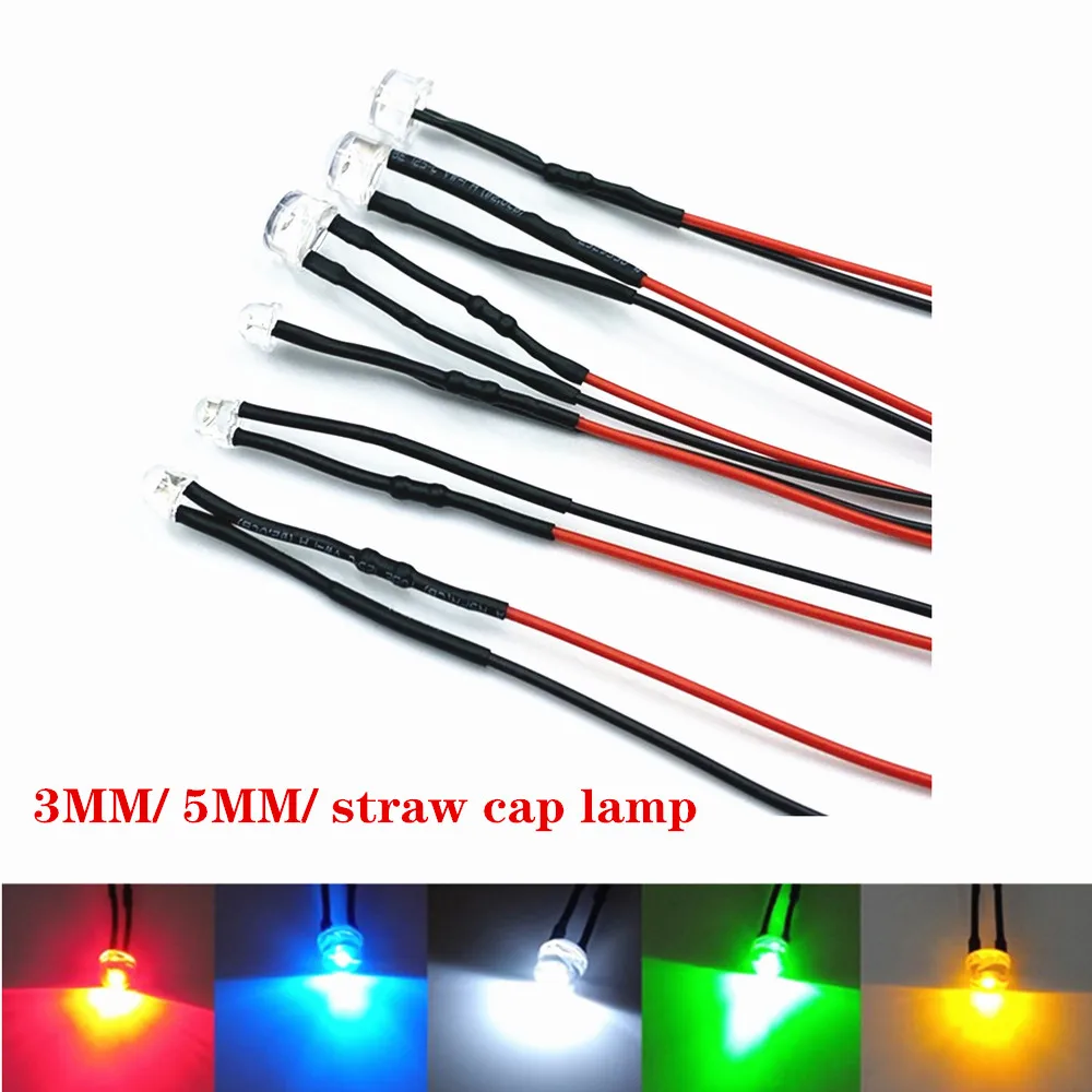 30 peças 3mm/5mm 5v 12v 24v led vermelho rgb pré-fiado água transparente plana led diodos emissores de luz led 3v acessórios de lâmpada