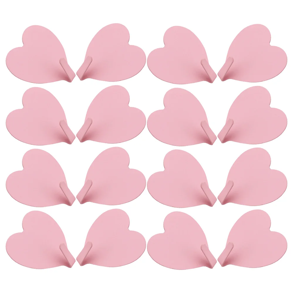 16 Pcs Love Hook Decorate Iron Hooks Bathroom Heart-shaped Hat Hanging Wall Office Adhesive Kitchen