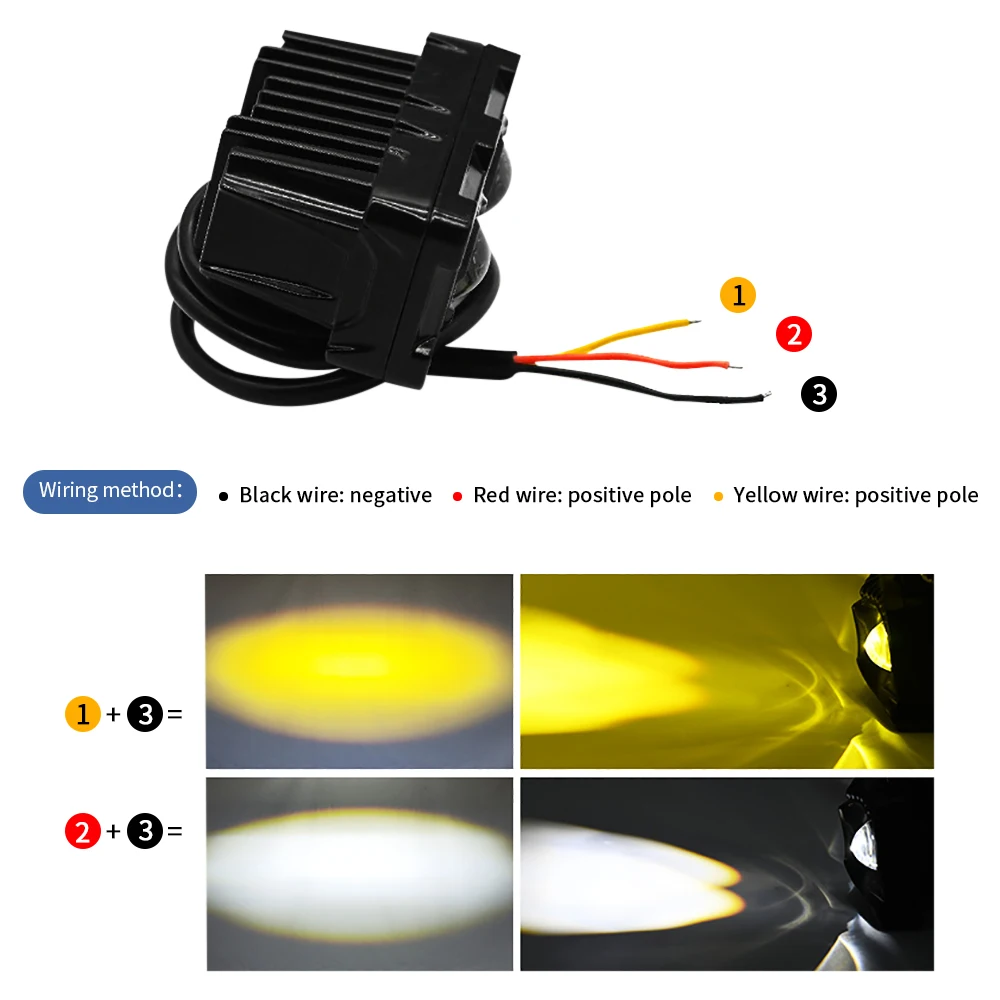 Car LED Work Light Motorcycle Dual Eye Spotlights Running Light Dual Color Headlights 12V 24V Off Road Tractor Fog Lights 작업등