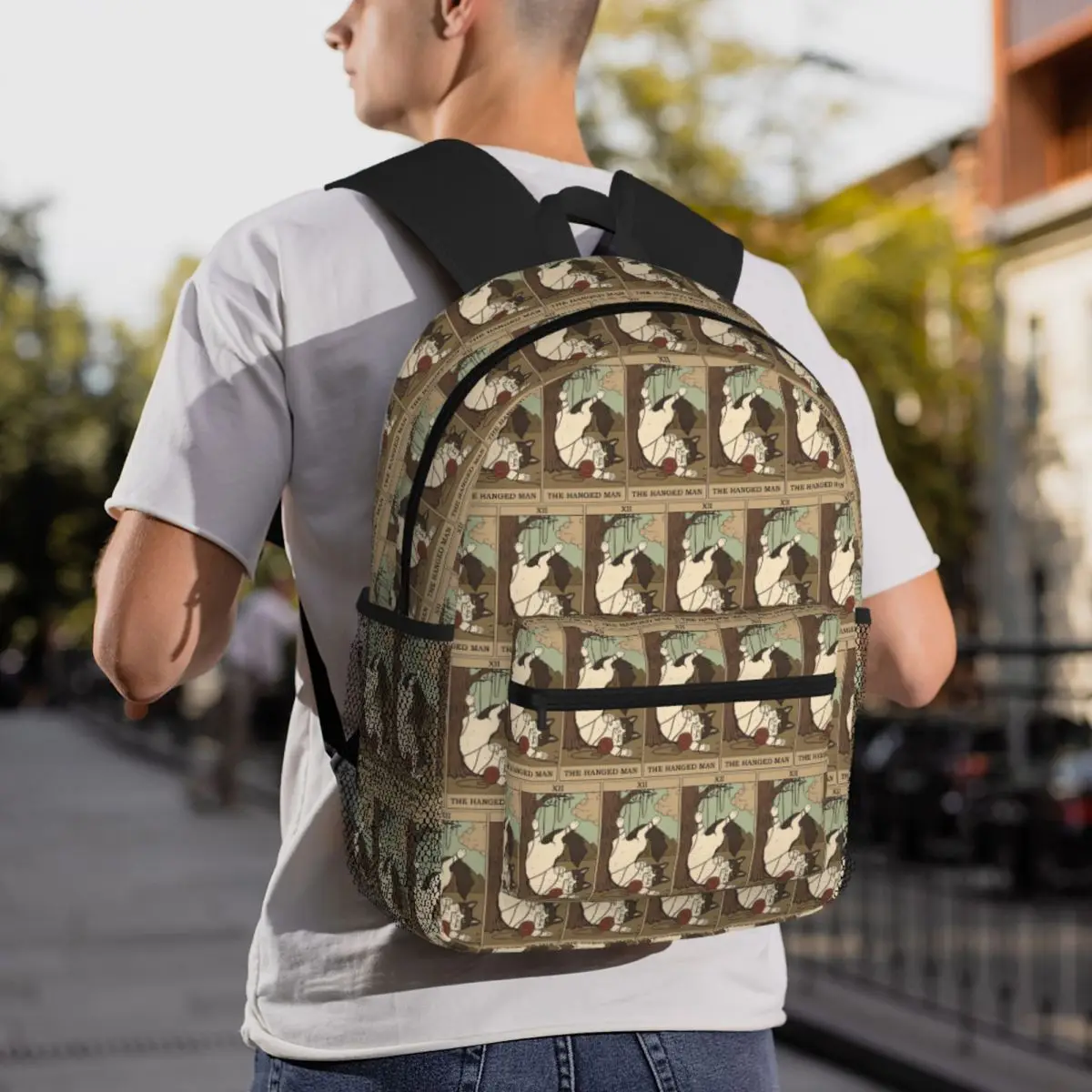 

Tarot Card Style Cartoon Cat Printed Backpack Daypack Large Capacity Kids BookBag School Bag Shoulder Bags for Men Women