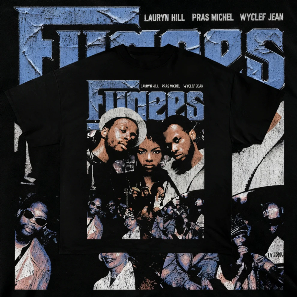 2025-26 الصيف Fugees 100% القطن الخالص تي شيرت مطبوع النتيجة لورين هيل جاهز أو لا يقتلني بهدوء 90s بوم باب الهيب هوب