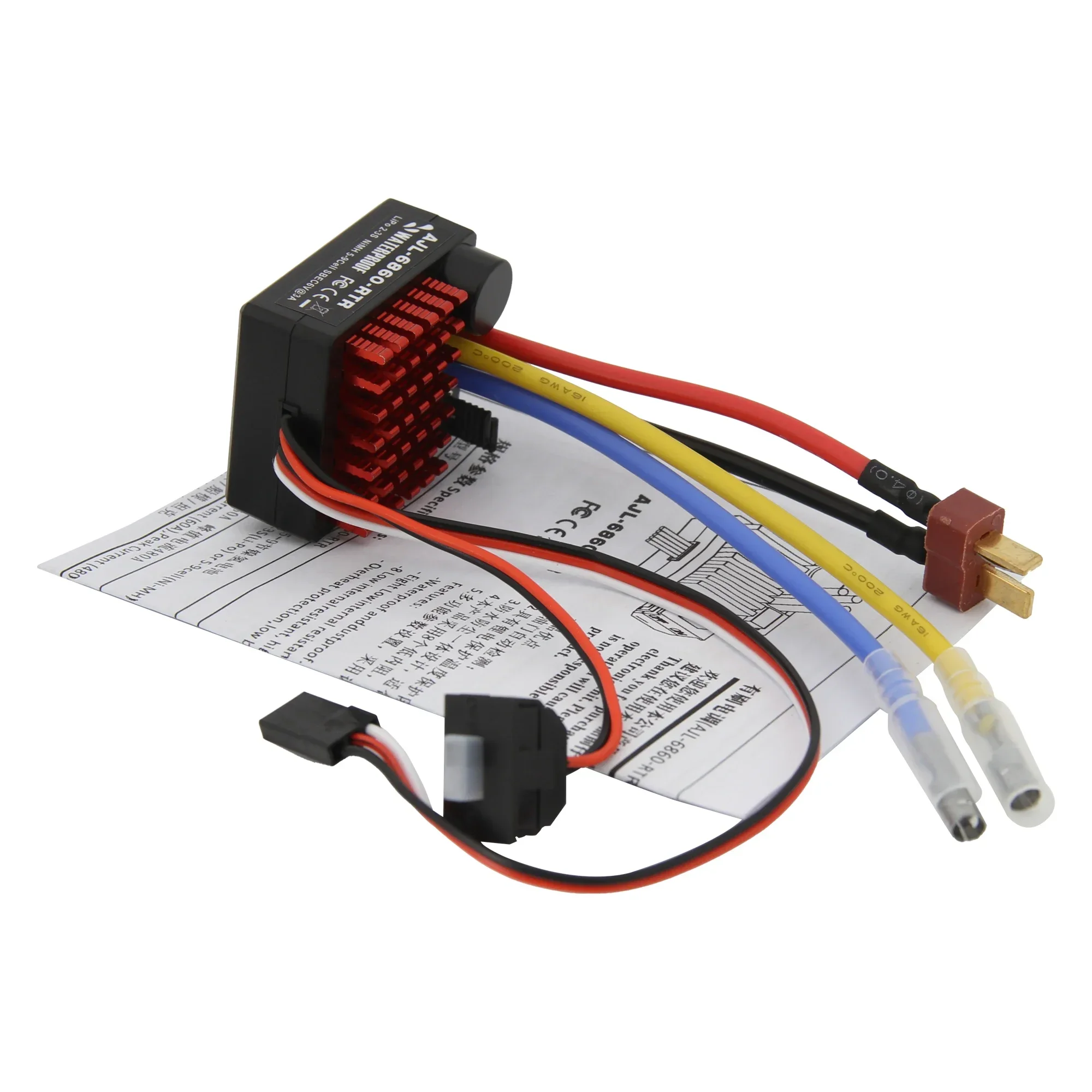 NEEBRC 60A Brushed ESC Waterproof Speed Controller 6V/3A BEC 3 Modes 2-3S for RC Car 540/550 Motors Vehicles Crawler Boat Tank