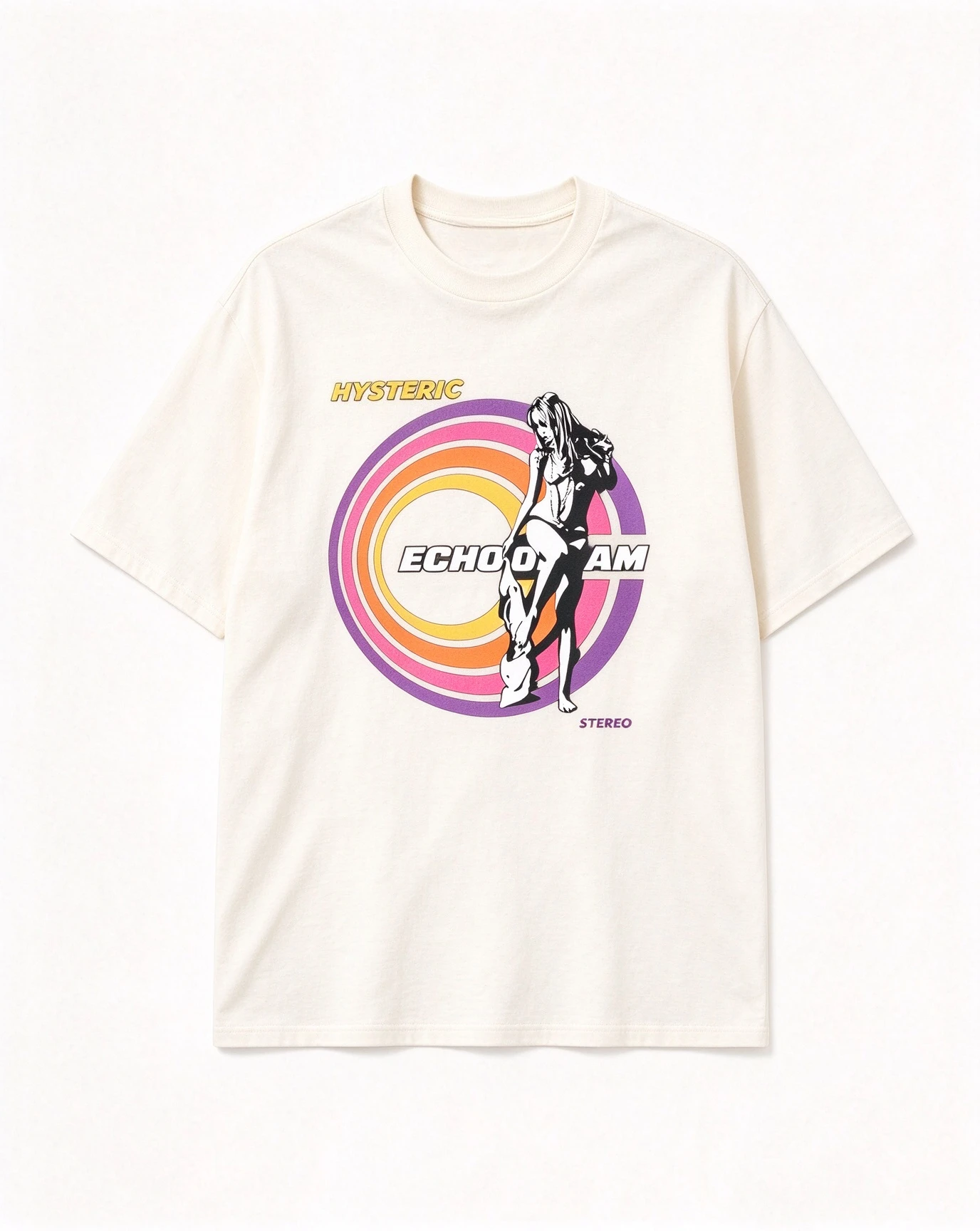2026 New Hysteric Glamour Family Matching Oversized Unisex Streetwear T Shirt Retro Color Circle Print Short Sleeve Casual Tees