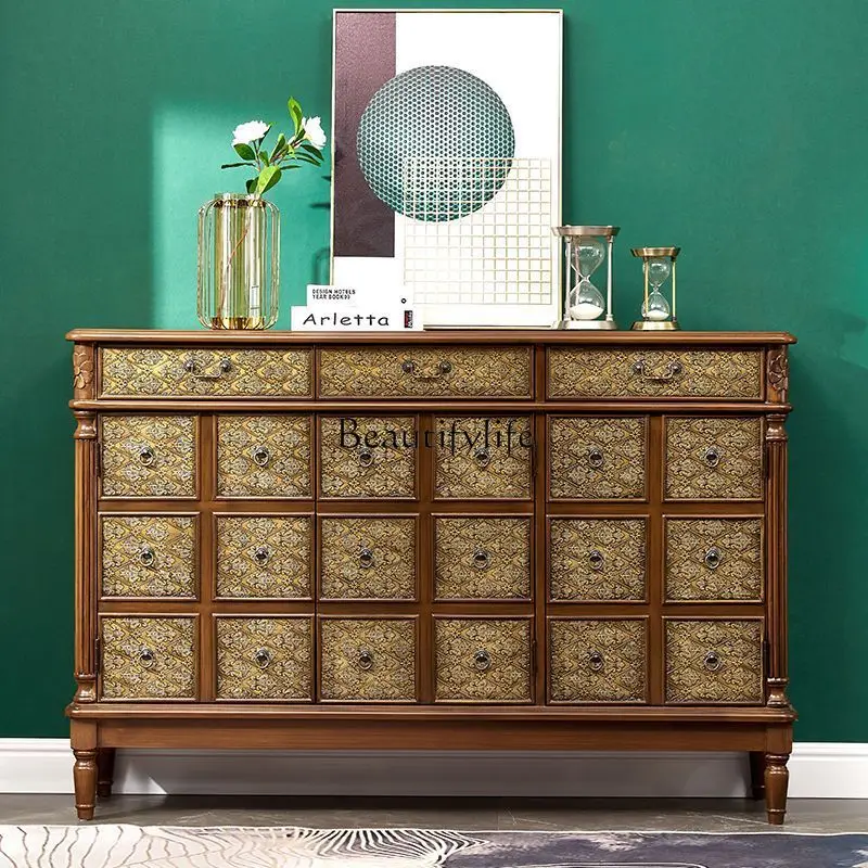 

American-style entrance cabinet European-style high-grade large-capacity storage relief retro decorative cabinet