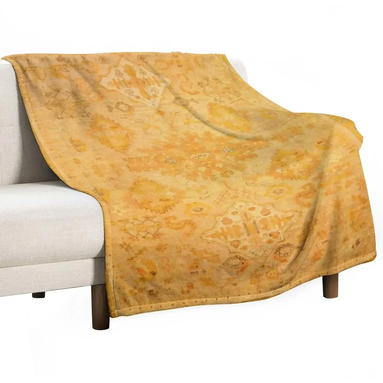 Antique Turkish Oushak Rug Print Throw Blanket Decorative Beds Cute Plaid Blankets For Baby For Baby Cute Blankets