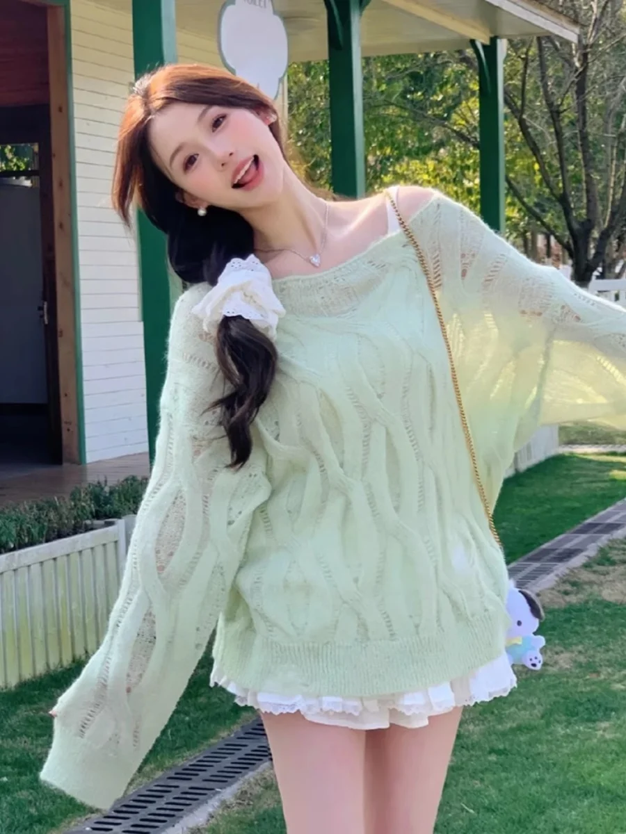 เสื้อสเวตเตอร์ เสื้อจัมเปอร์ เสื้อพูลโอเวอร์ ผู้หญิง สไตล์ยุโรป เสื้อท่อนบนสุดหรู ฮาราจูกุ ร้านอาหาร อาหารค่ำ ออกเดท โรแมนติก ผู้หญิง ฤดูใบไม้ร่วง