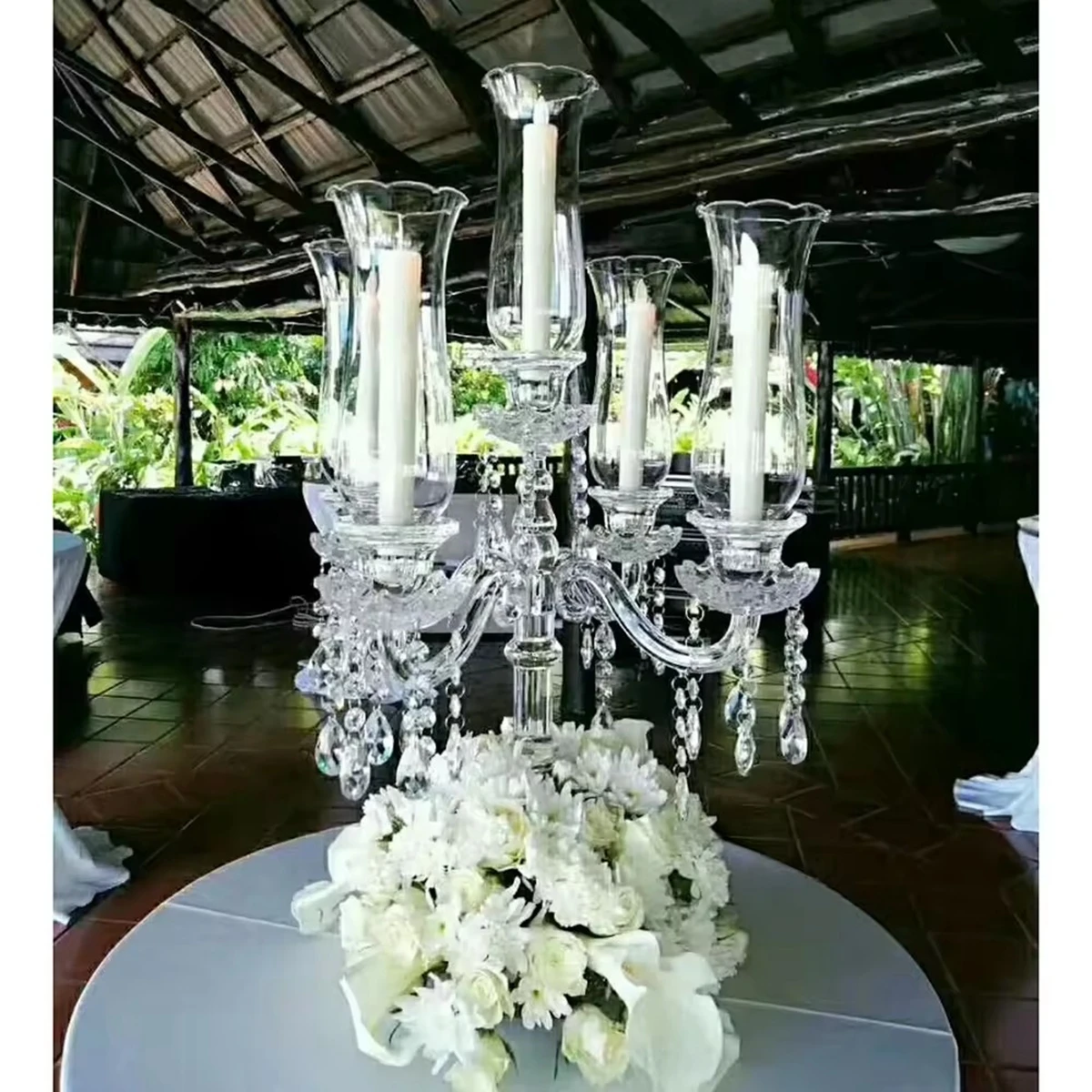 4pcs/12pcs)New Design 80cm tall Quality Wholesale Tall Crystal Candelabra With 5 Arms For Weddings