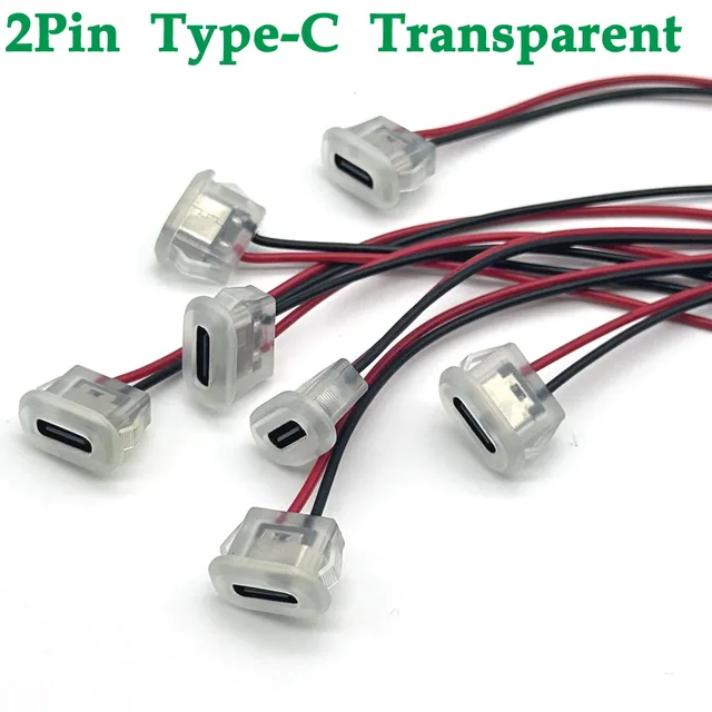Złącze USB typu C Jack żeński typu C Z klamrą na kartę 3A Wysokoprądowe szybkie ładowanie Port przezroczysty Gniazdo ładowarki