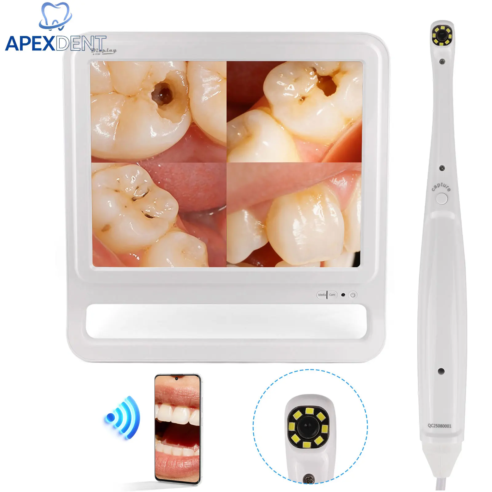 Dental Wireless WiFi Intra Oral Camera 8 LED High-definition macro lens 17inch LCD screen Endoscope Intraoral Camera
