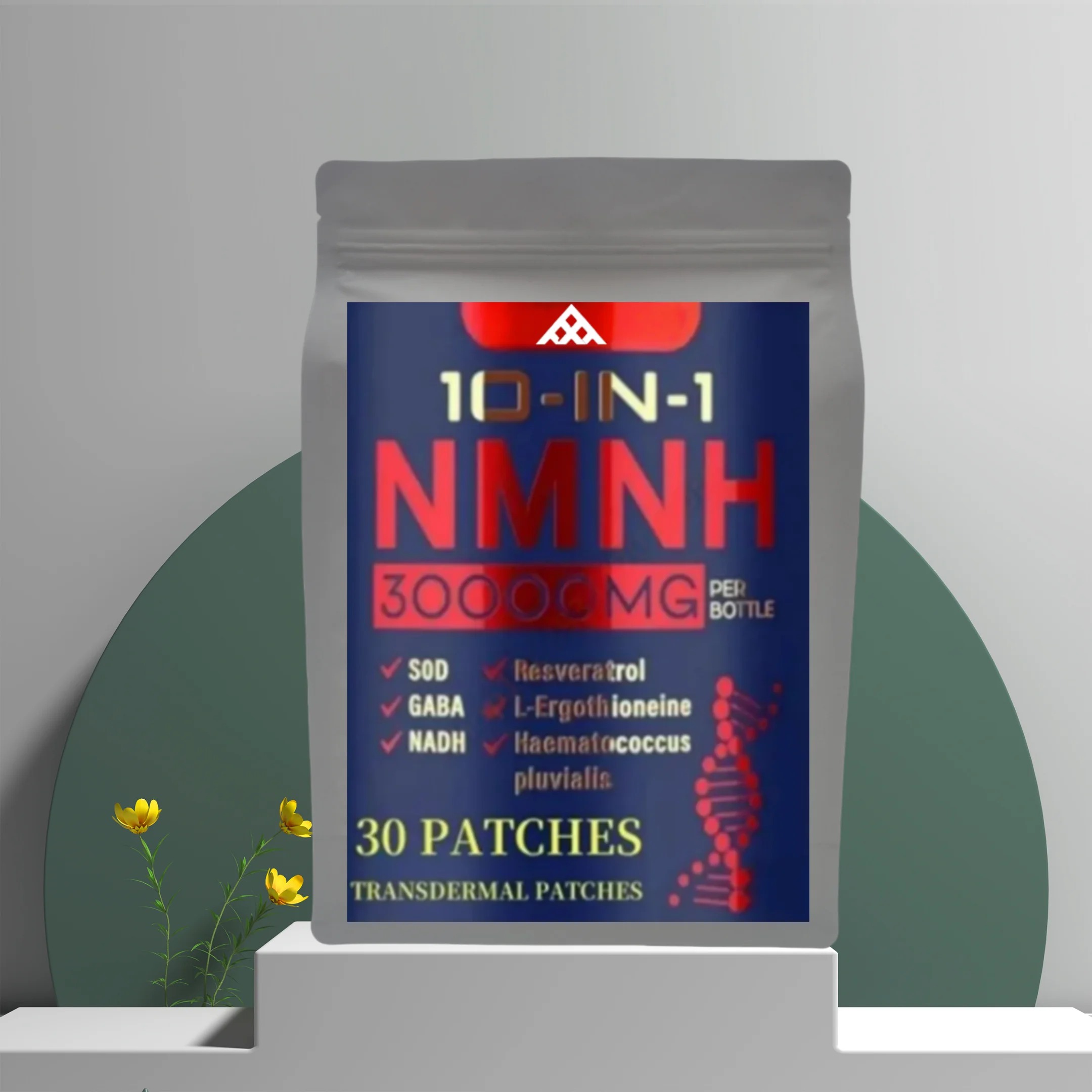 Anti-Aging, Energy & Focus Boost: NMNH Transdermal Patches with NAD, Resveratrol, PQQ - 30 Count