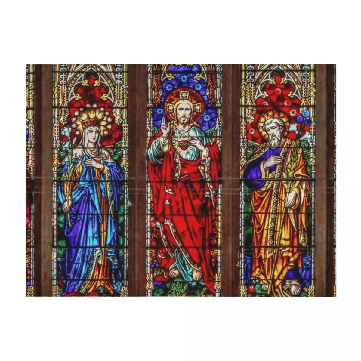 

Stained Glass Window at Sacred Heart Cathedral Throw Blanket Luxury Designer Luxury Thermals For Travel for sofa Blankets