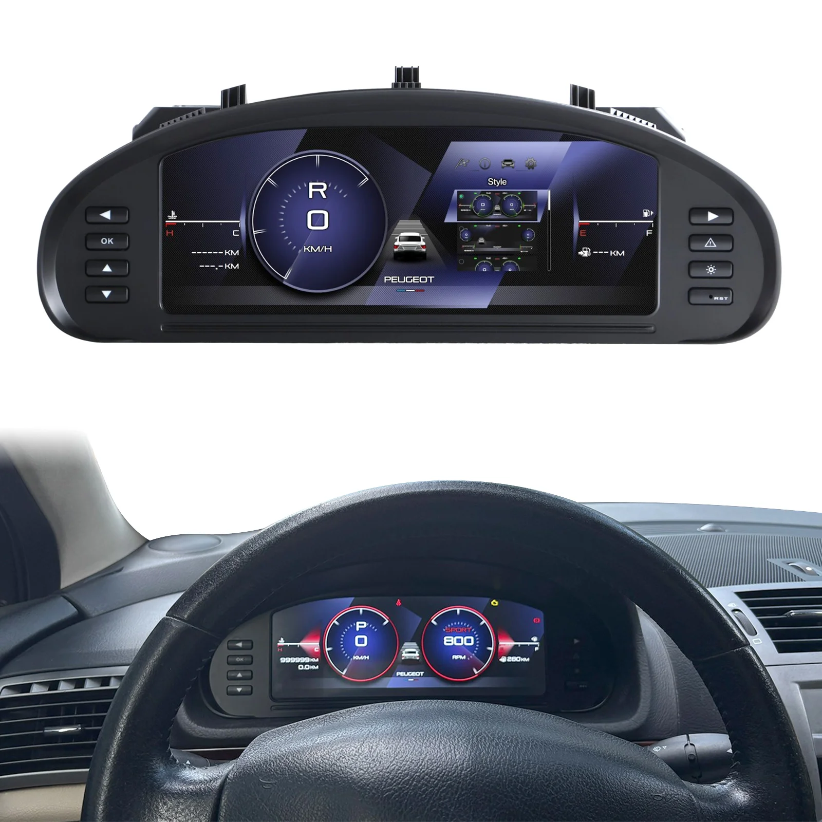 

10.25’’ digital instrument cluster for Peugeot 407 2004-2010 dashboard speedometer gauge, Carplay, plug & play