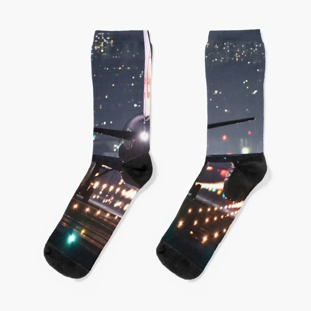 

Plane Taking Off Night Flight Socks winter gifts FASHION cute kawaii Socks For Man Women's