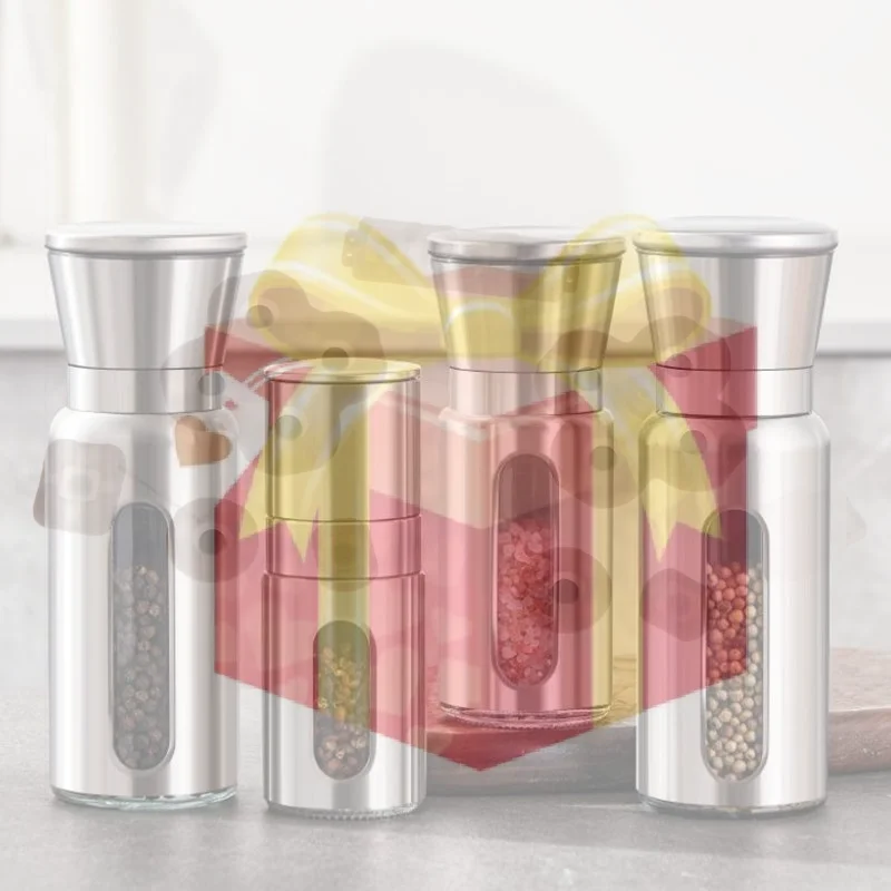 

Stainless Steel Manual Salt Pepper Mill Adjustable Pepper Seasoning Bottle Spice Grinding Containers Mill Shakers Kitchen Gadge